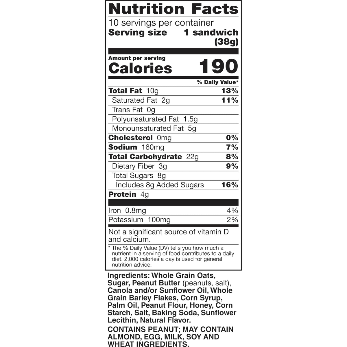Nature Valley Biscuit Sandwiches, Peanut Butter, Snack Bars, 10 Bars, 13.5 oz