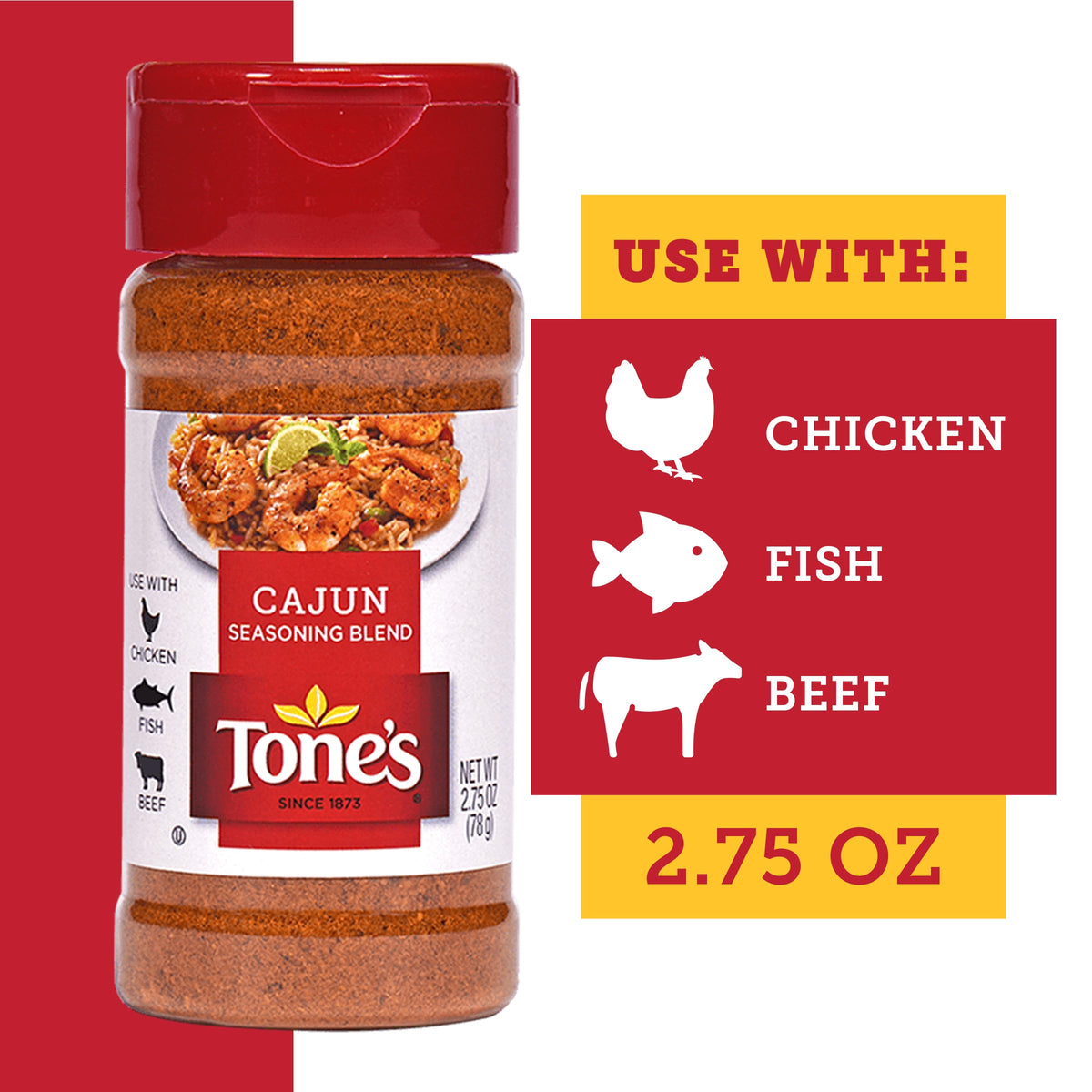 Tone's Cajun Seasoning Blend, 2.75 Ounce