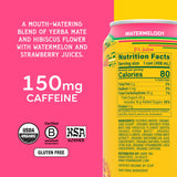 Yerba Madre Organic Yerba Mate, Energy Drink Alternative, Watermelody, 150mg Plant Based Caffeine, Smooth Energy & Focus, No Jitters or Crash, 15.5 Oz