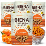 BIENA Chickpea Snacks - Crunchy Roasted Chickpeas - High Fiber Vegan Protein Snacks for Adults and Kids - 4-Pack, 5 Ounce - Habanero