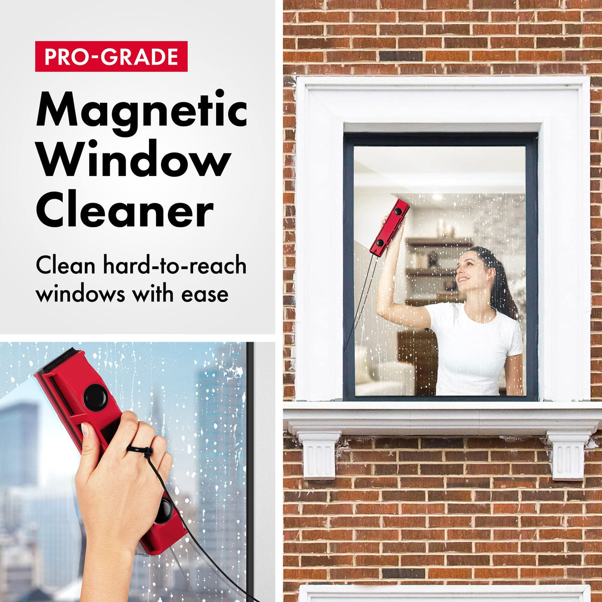 Tyroler Outside Magnetic Window Cleaner Tool, Glider S-1 Fits Only Very Thin - 0.1"- 0.3" Windows, Double Sided Windows Cleaner Machine Tool | Magnet