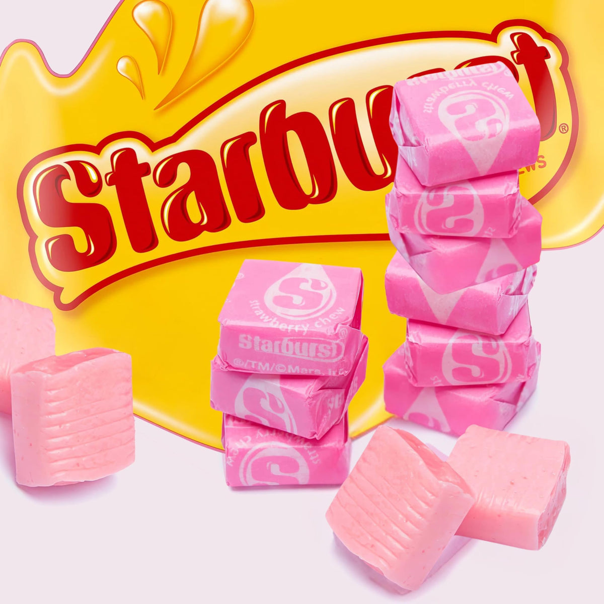 All Pink Strawberry Chewy Candy - Fruit Flavor - 1 lb Bulk Bag