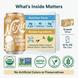 Nixie Soda Zro Sgr Crm Soda Og - 12 fl oz Can Cream - Pack of 1 - Prebiotic Inspired Alternative to Cola Root Beer Ginger Ale and Orange with a Random