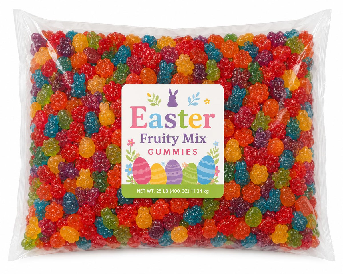 Easter Fruity Mix Gummies Candy, Soft & Chewy Fruit Flavored Gummy Candy Assorted Flavors (25 lb)