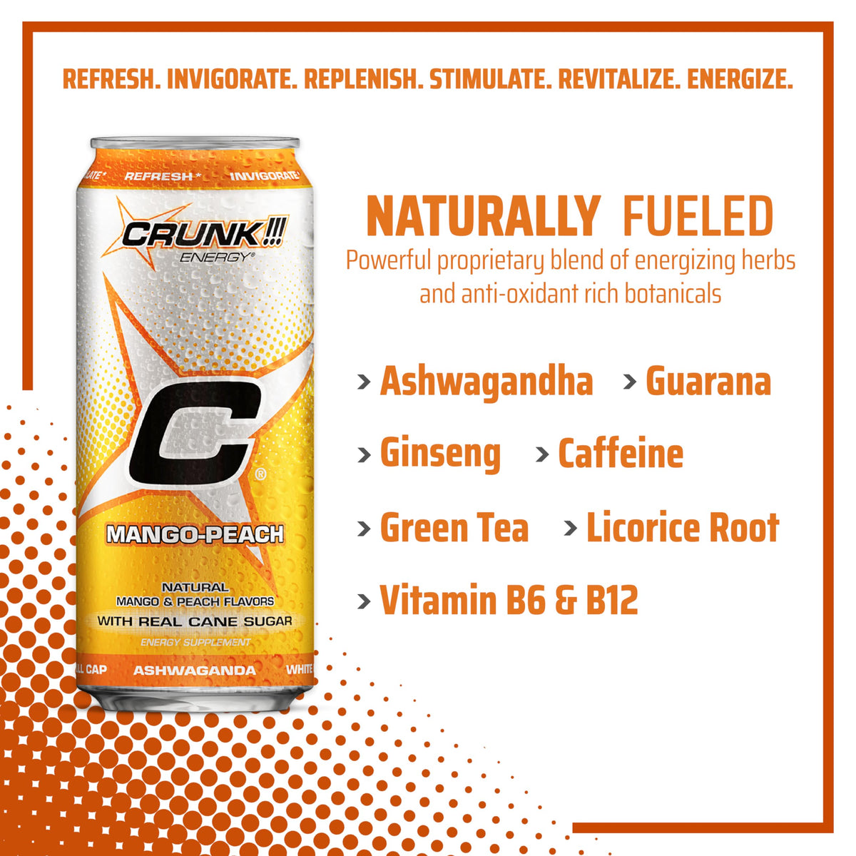 CRUNK!!! Energy Mango-Peach 16oz 24pack