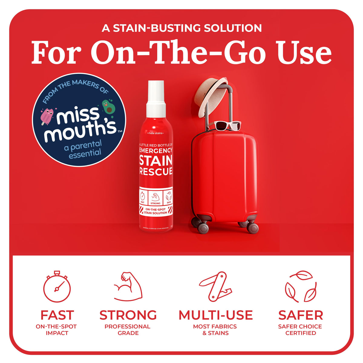 Emergency Stain Rescue Stain Remover Spray - Emergency Stain Spray for Laundry & Carpet - Upholstery & Fabric Treater - No Added Phosphates Wine