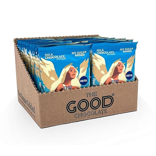 The Good Chocolate - Keto Milk Chocolate Style Squares, 80% Less Sugar, Lower Net Carb Snack, Lower Calorie, Creamy Chocolate Candy, 24 Square Family