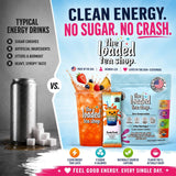 The Loaded Tea Shop Energy Drink Mix Sticks, Berry Blast Collection 5 Pack, Sugar-Free, Zero Calories, 200mg Natural Caffeine, No Artificial