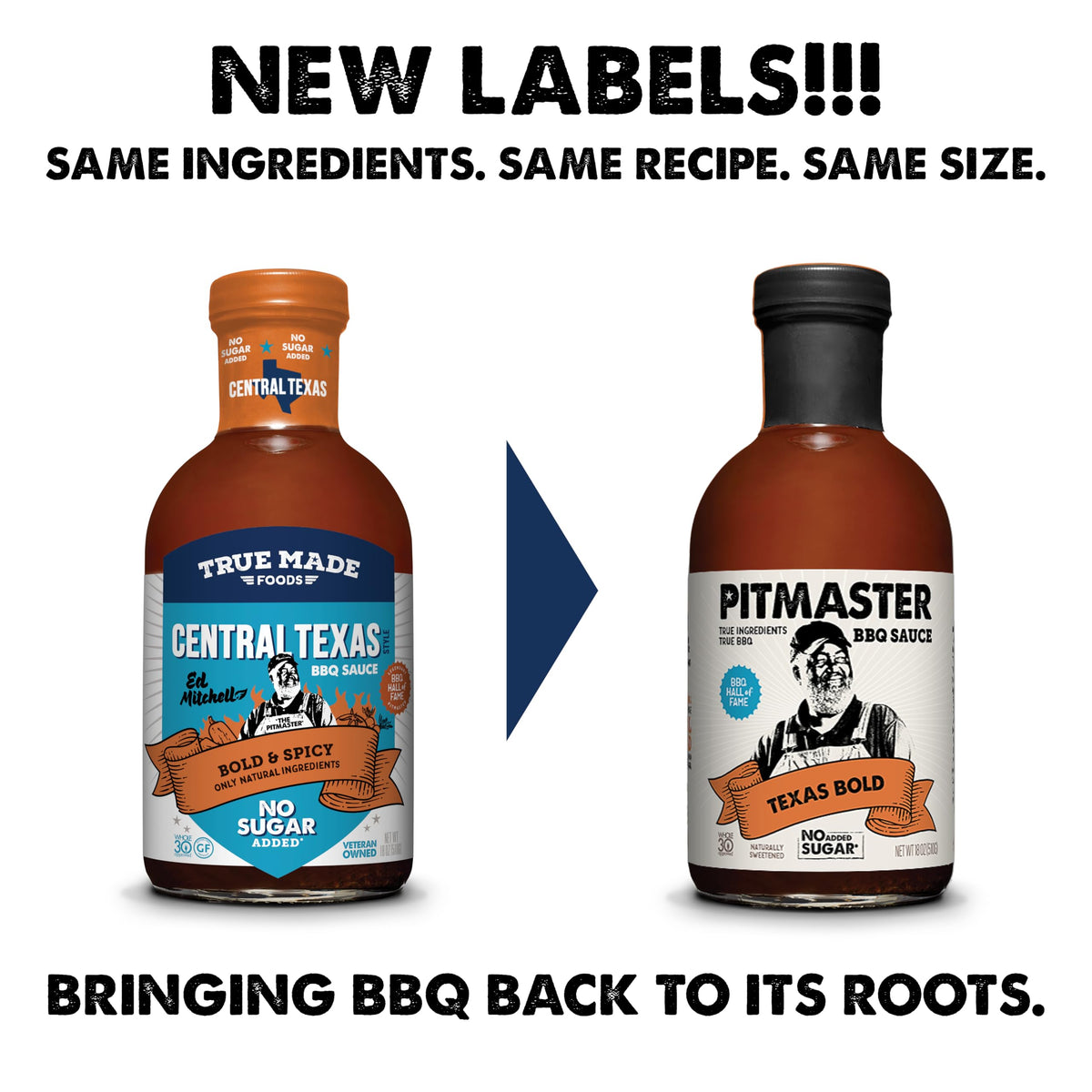 True Made Foods Pitmaster Texas Bold Barbecue Sauce - True Texas BBQ Flavor, No Sugar Added - Keto, Whole 30, Paleo-Friendly BBQ Sauce (18oz, 2 Pack)