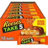 REESE'S TAKE 5 Pretzel, Peanut and Chocolate King Size, Candy Bars, 2.25 oz (18 Count)