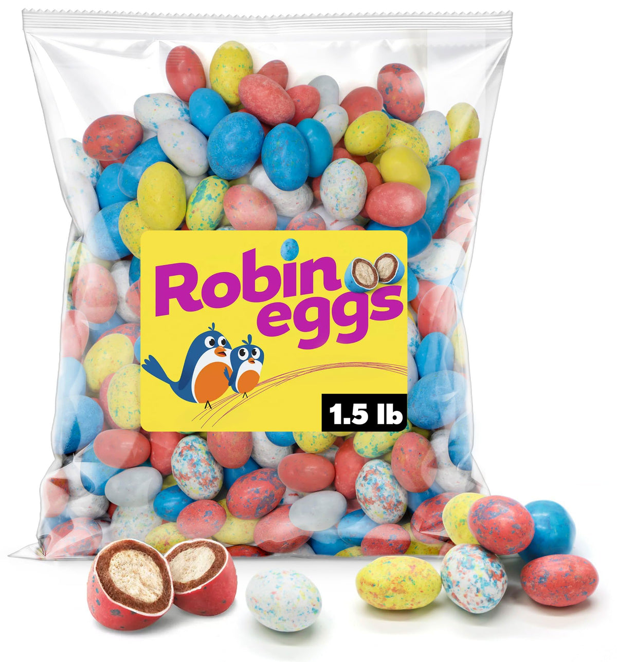 Robin Eggs Malted Milk Balls Minis - Easter Candy Coated Malted Milk Chocolate Eggs with Crunchy Center For Egg Hunts, Party Treats & Decoration (1.5