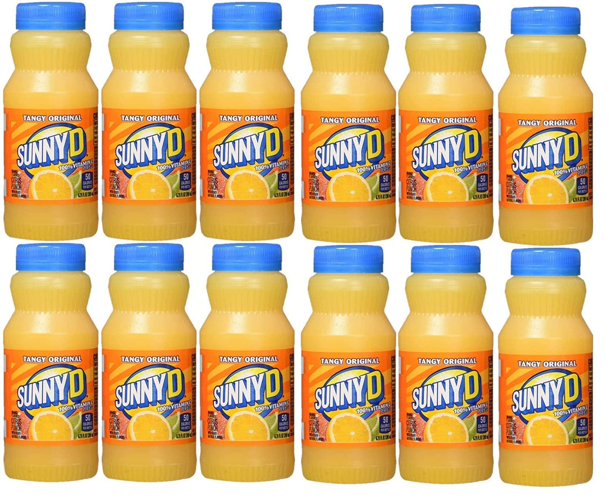 BEEQ BOX - Pack of 12 SunnyD Tangy Original Orange Flavored Citrus Punch (6.75 fl. oz. bottle,)