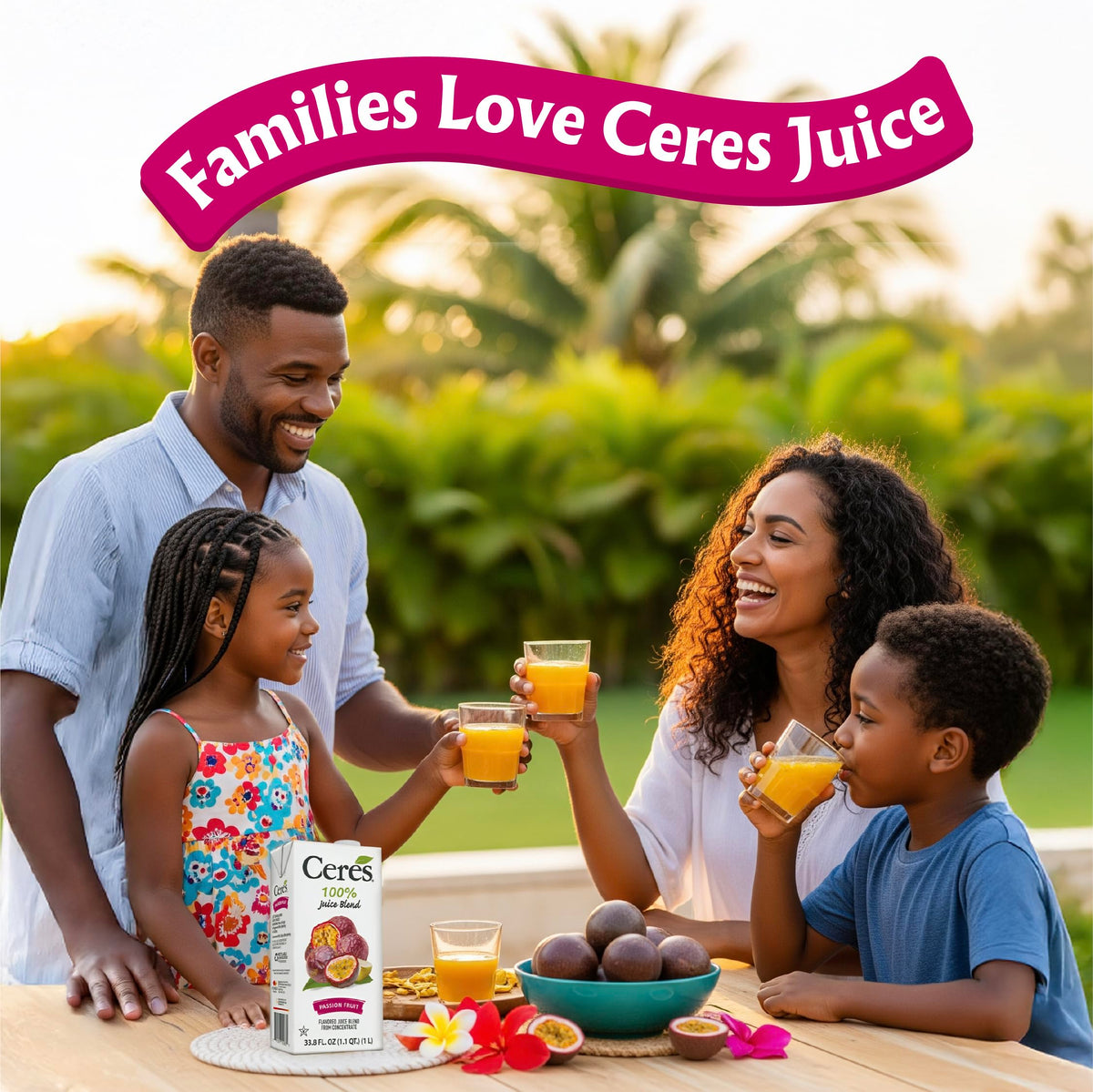 Ceres Passion Fruit Juice Blend, 3-Pack - 100% Natural, Rich in Vitamin C, No Added Sugar, Artificial Colors, or Flavors, Kosher Certified, 33.8 Oz Ea