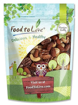 Food to Live Deluxe Unsalted Nuts Mix, 2 Pounds - A Blend of Dry Roasted Pecans, Cashews, Hazelnuts, Almonds, Brazil Nuts. Oven Roasted, Vegan