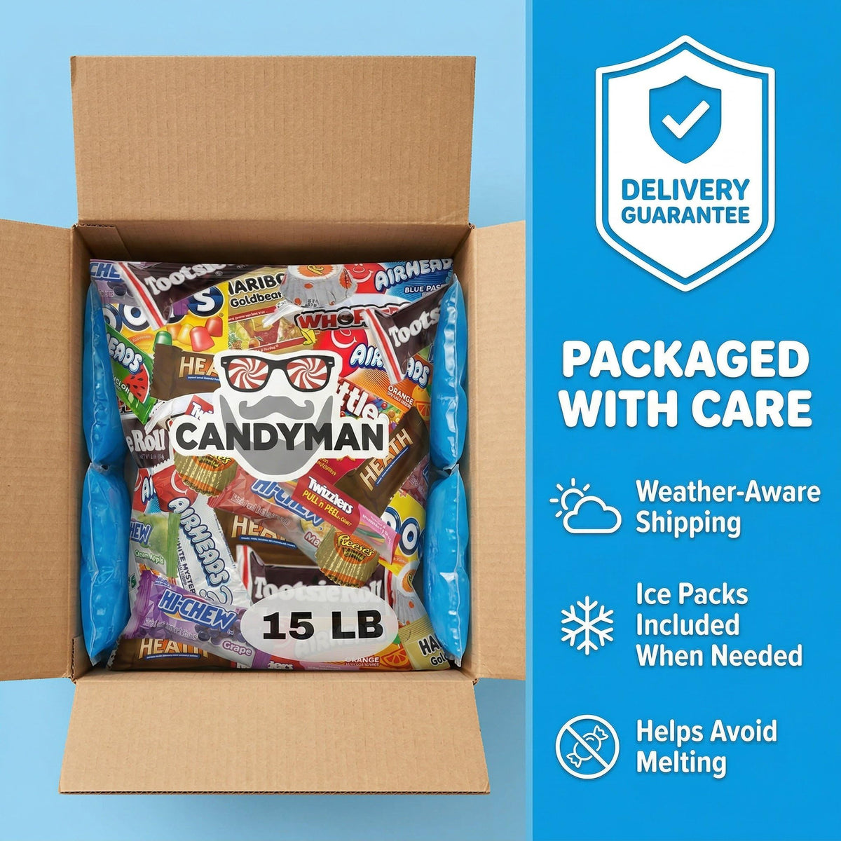 Candyman 15-Pound Bulk Chocolate Candy Variety Pack, Individually Wrapped