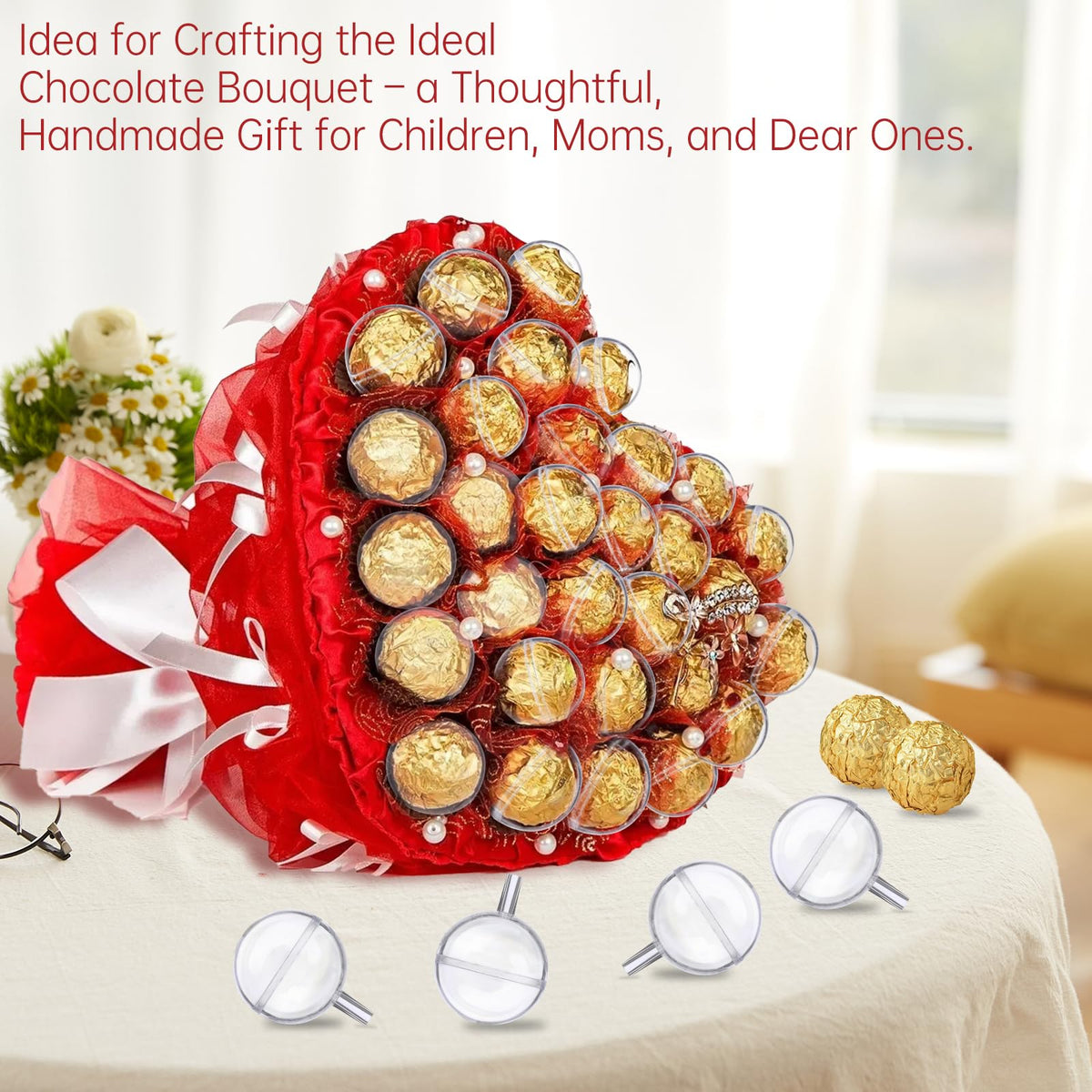 EORTA 20 Pcs Chocolate Lollipop Case Plastic Chocolate Flower Holder to Make Bouquet for Birthday Wedding Valentines Mother Day, Clear
