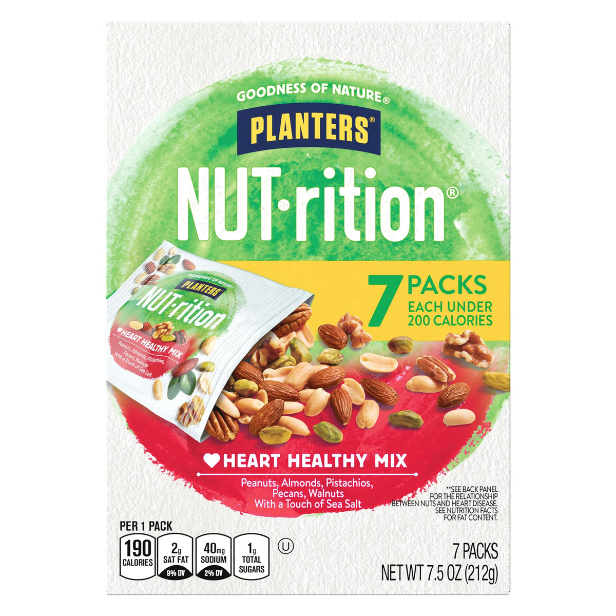 PLANTERS NUT-rition Heart Healthy Nut Mix, Snack Mix, 7.5 oz, 7 Count