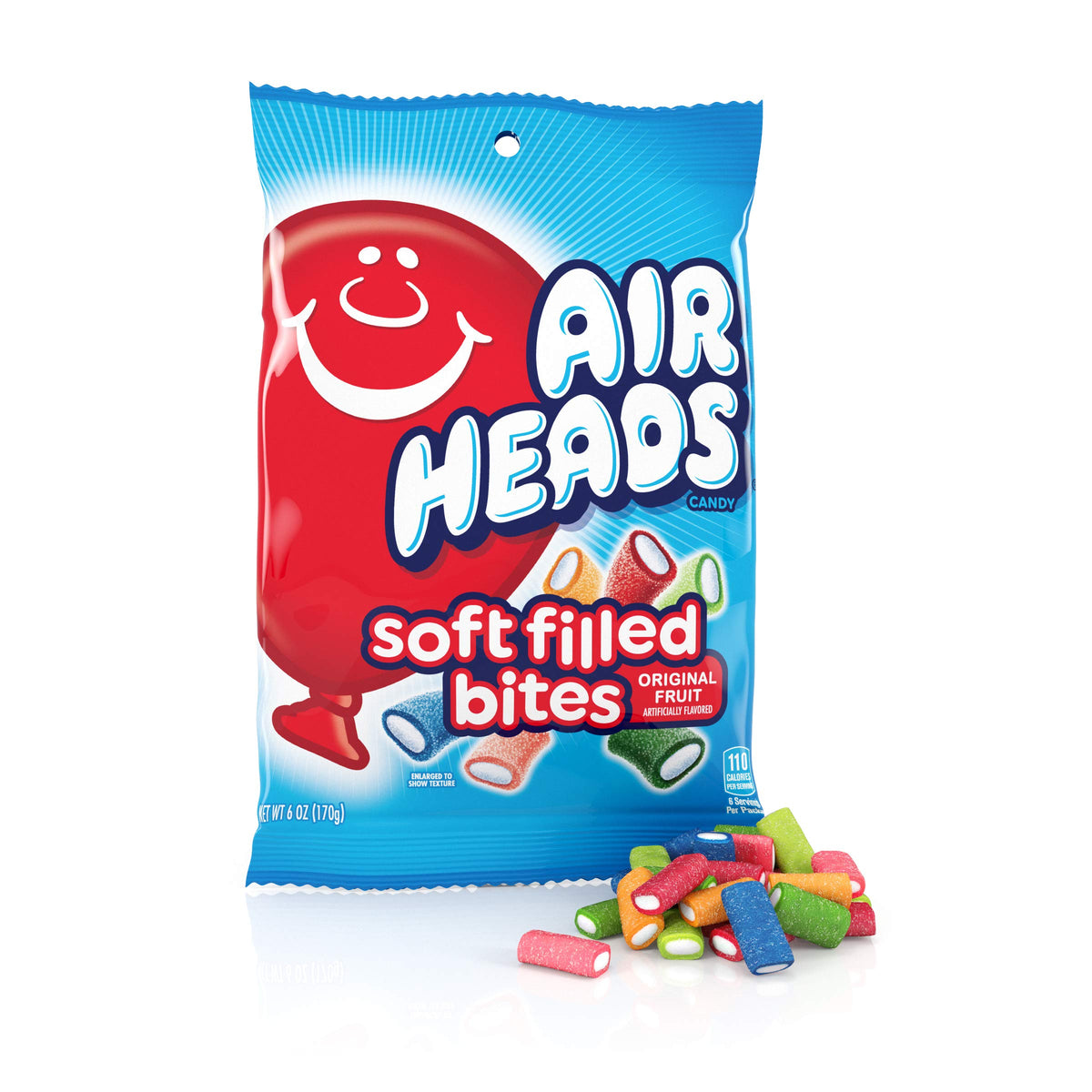 Airheads Candy, Soft Filled Bites, Assorted Flavors, Non-Melting, Party, (Packaging may vary), 6 Oz Party Bag (Pack of 1)