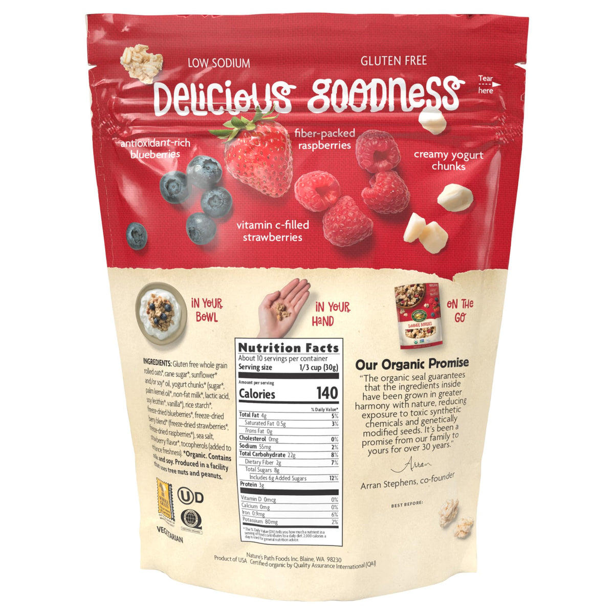 Nature's Path Organic Summer Berries Granola, 11 oz (Pack of 1), Gluten Free, Non-GMO