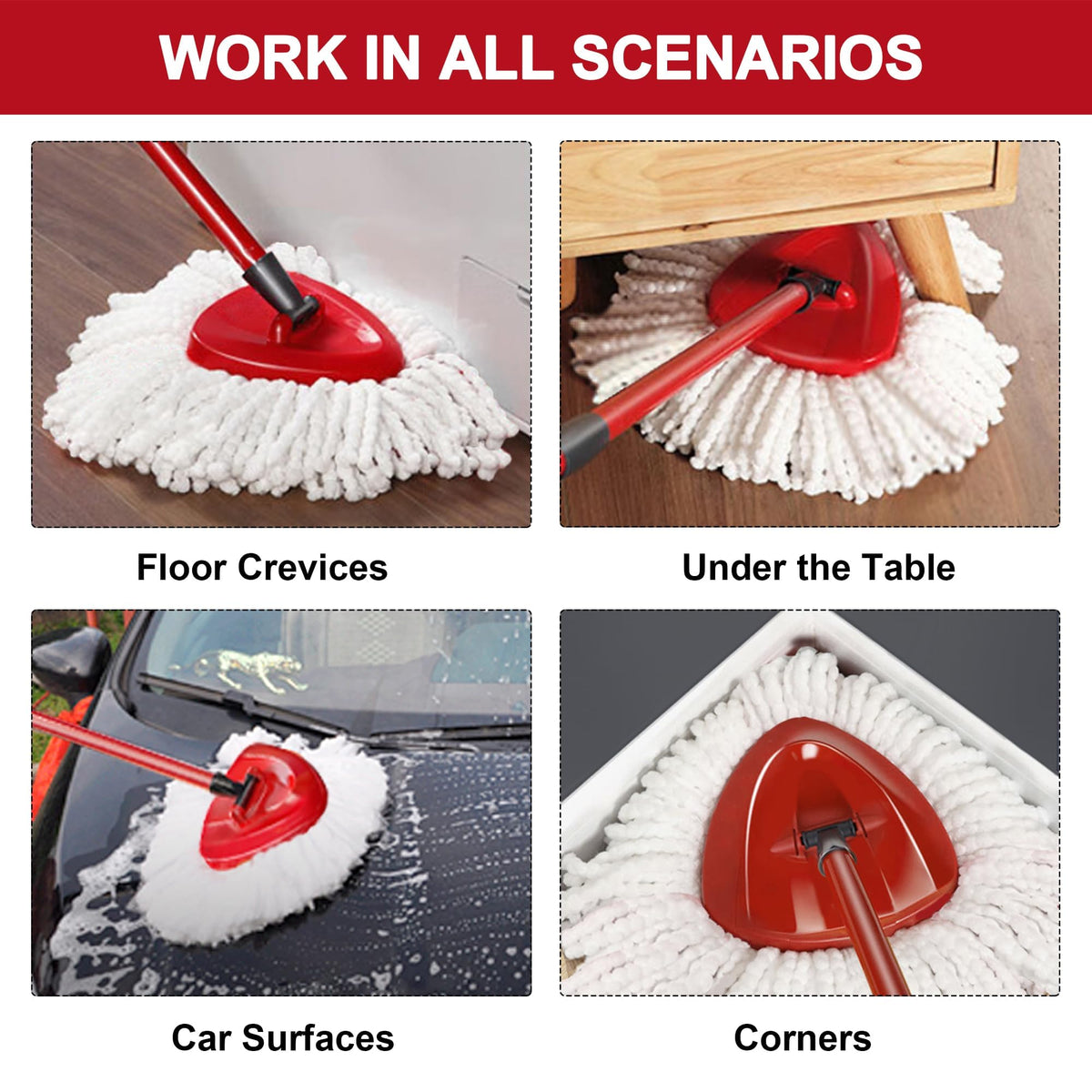 4 Pack Mop Heads Replacements for O-Ceda Easy Wrin Spin System, Microfiber Refills, Easy Cleaning Mop Repalce Head