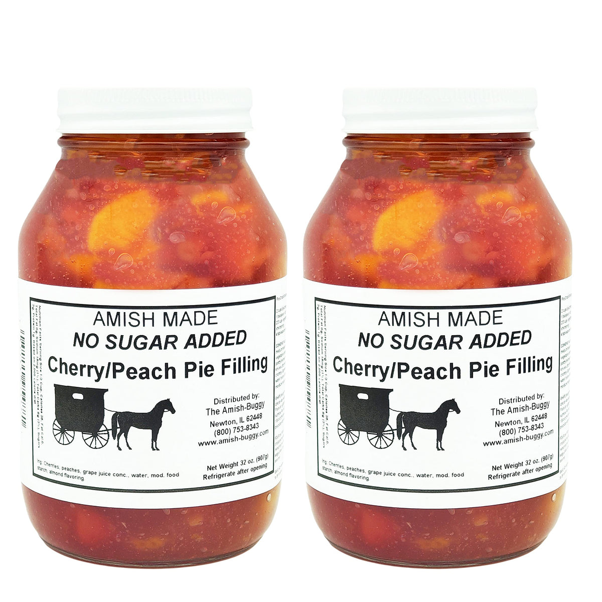 Amish Pie Filling and Topping - (Two - 32 Oz Jars) (Cherry Peach NSA)