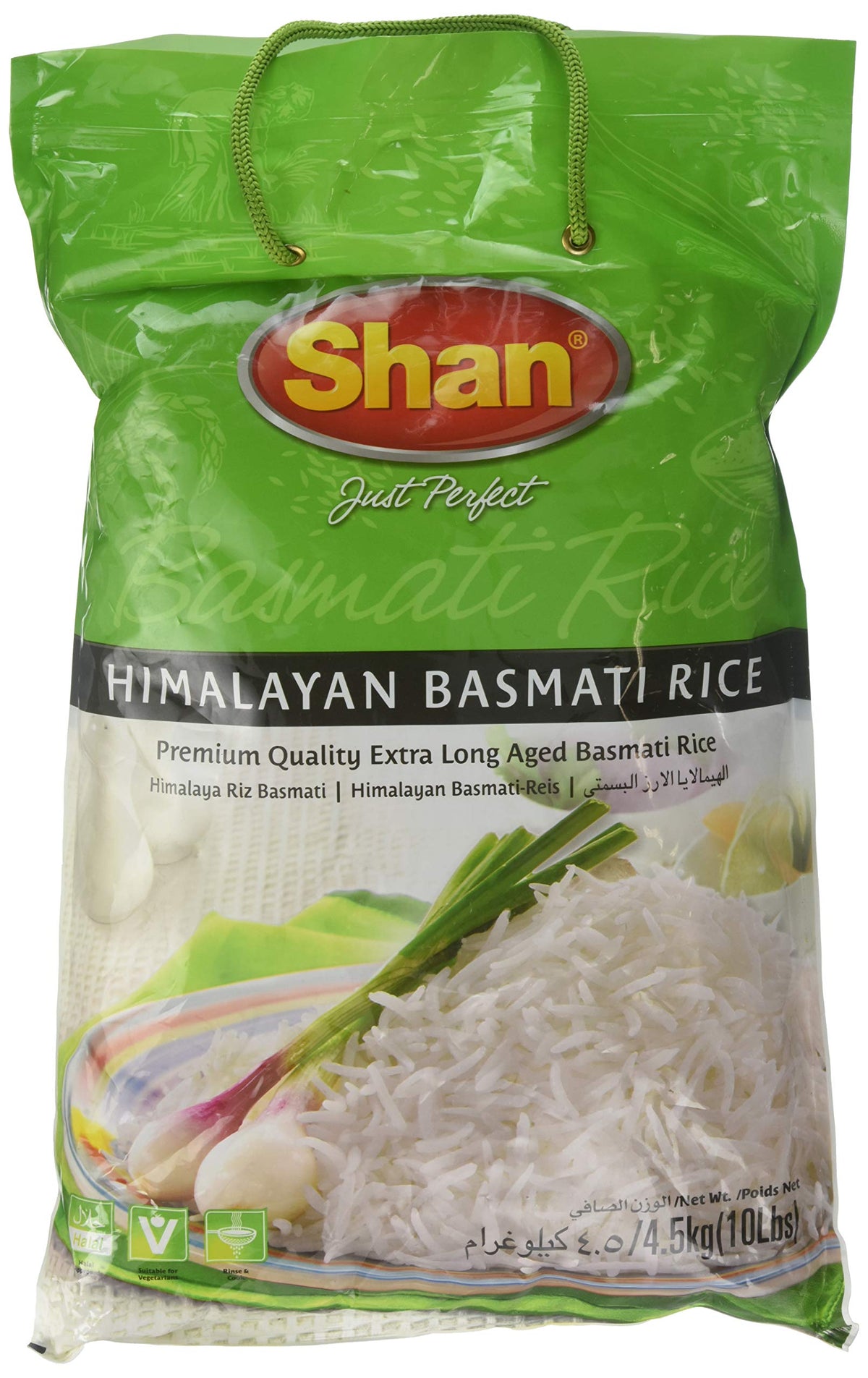 Shan Premium Quality Kernel Basmati Rice 10 Lbs Bag - Extra Long Aged Aromatic - NET WT 10 lbs (Packaging may Vary)