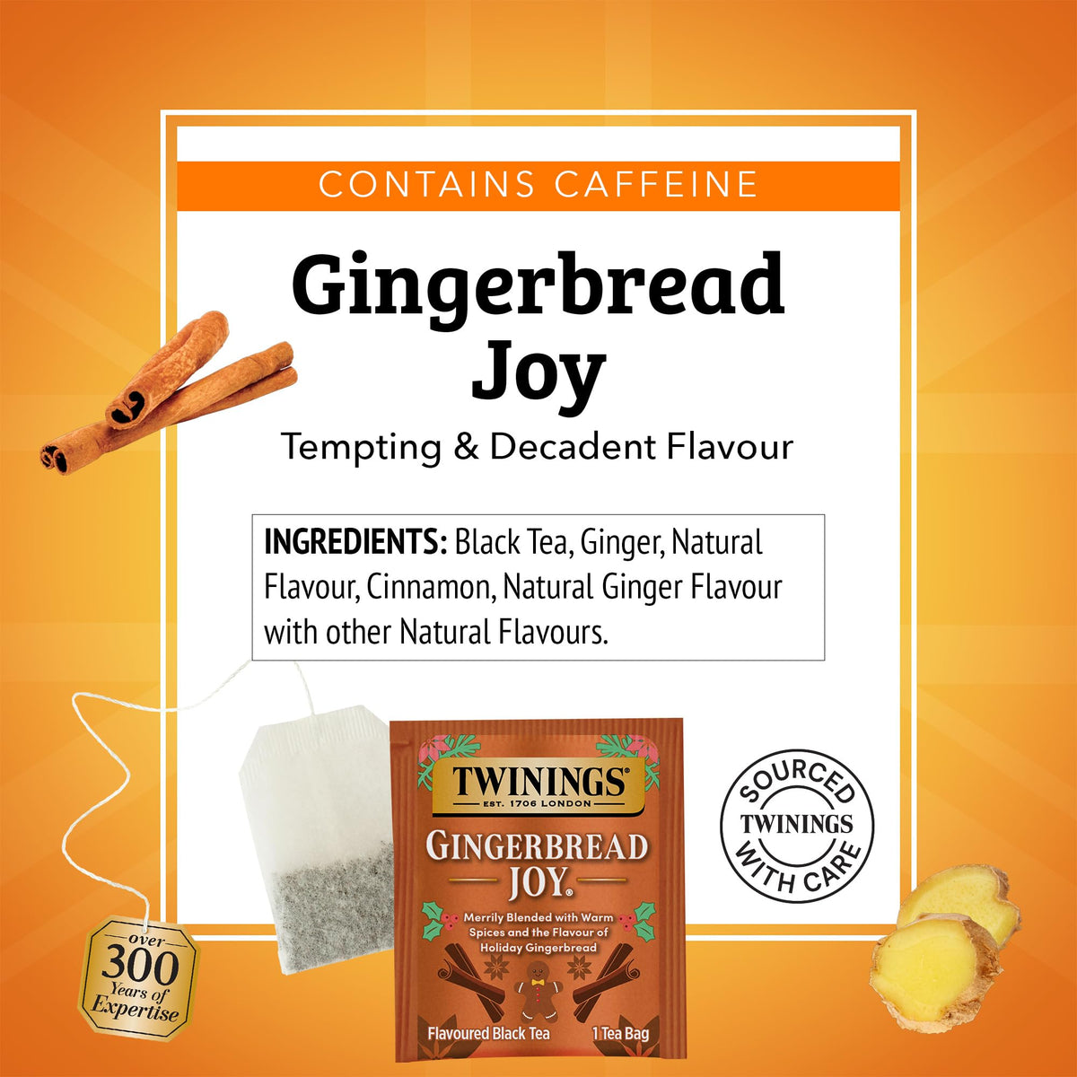 Twinings Christmas and Gingerbread Black Teas, 2-20 Count Packs, 40 Individually Wrapped Tea Bags, Aromatic with Holiday Spices, Caffeinated, Enjoy
