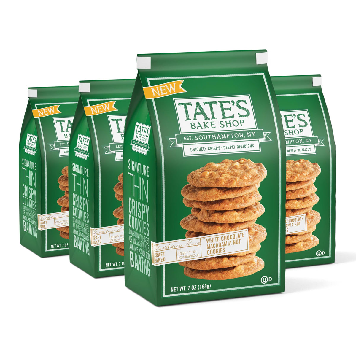 Tate's Bake Shop White Chocolate Macadamia Nut Cookies, 4-7 oz Bags