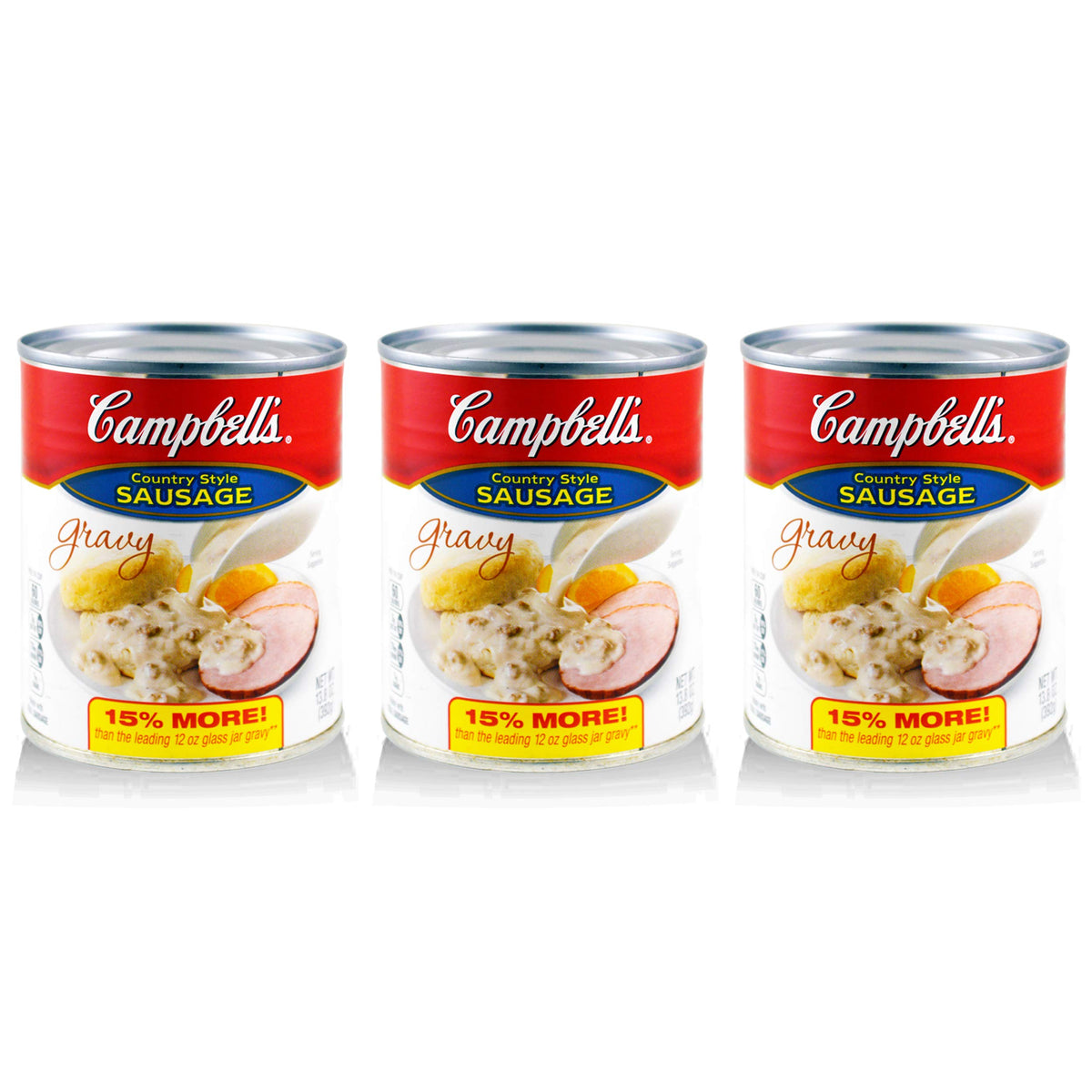 Campbell's Soup Campbell's Country Style Sausage Gravy Breakfast Gravy 3 Pack - 13.8oz Canned Breakfast Sausage Gravy For Eggs Biscuits Toast And More