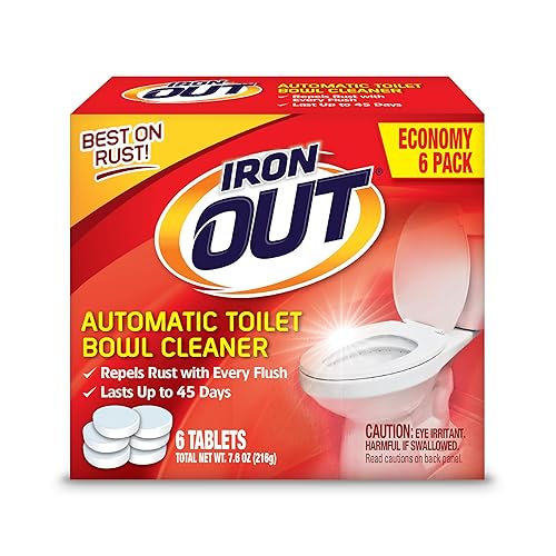 Iron OUT Automatic Toilet Bowl Cleaner Tablets, Helps Remove and Prevent Rust Stains with Every Flush, Lasts up to 45 Days, Made in the USA, 6 Tablets