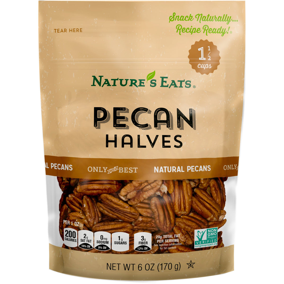 Nature's Eats Pecan Halves, 6 Ounce
