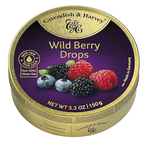 Cavendish & Harvey | Wild Berry Hard Candy Drops | 5.3 Ounce Tin - 4 Pack