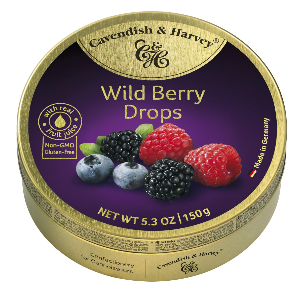 Cavendish & Harvey | Wild Berry Hard Candy Drops | 5.3 Ounce Tin - 4 Pack