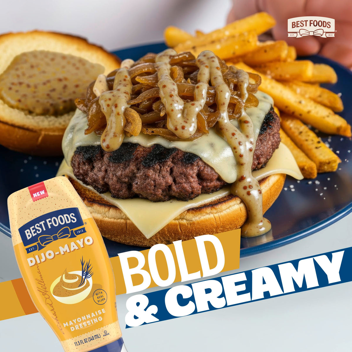Best Foods Dijo-Mayo Smooth & Savory Mayonnaise Dressing for Fries, Burgers, Potato Salads, Sandwiches, Mayonnaise Dressing With Real Dijon, 11.5 oz 1