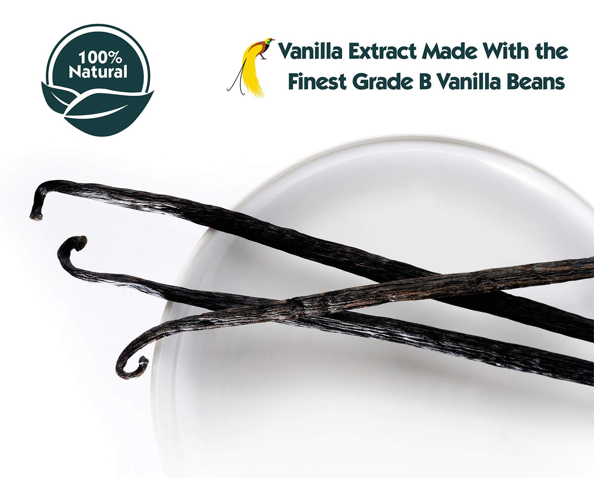 16 oz Pure Vanilla Extract - 100% Real Vanilla Extract - For Cooking, Drinks & Desserts - 100% Vegan, Sugar Free & Kosher - Non-GMO & Gluten-Free