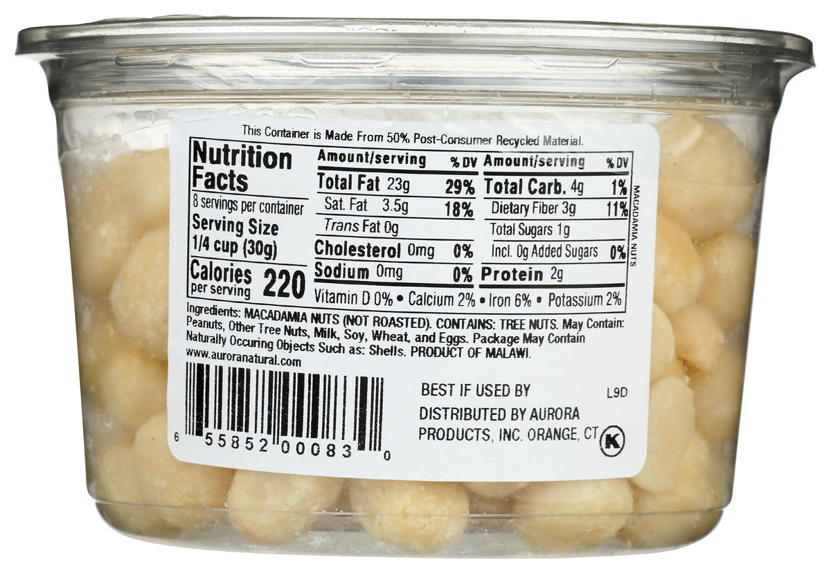 Aurora Products Macadamia Nuts, Raw, 8 oz