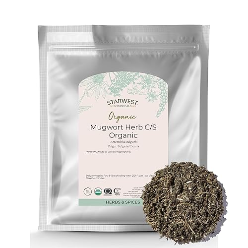 Starwest Botanicals Organic Mugwort Herb - Dried Loose Leaf Herb for Tea & Culinary Use, Cut & Sifted, Certified Kosher, Non-GMO - Bulk 1 lb Bag