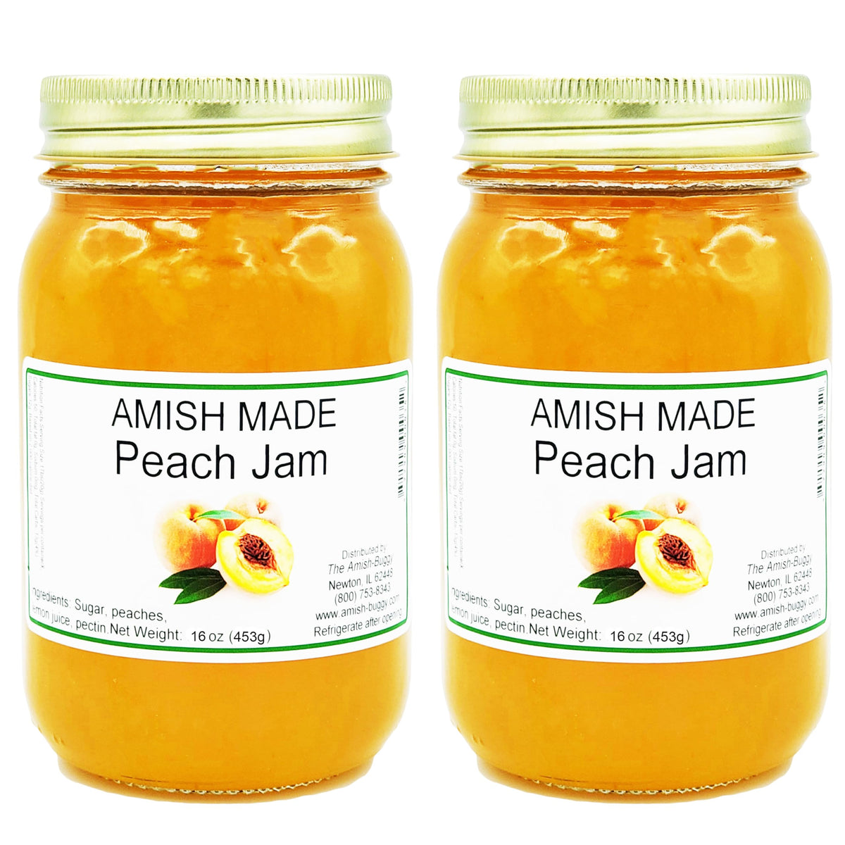 Amish Peach Jam - Two 16 Oz Jars