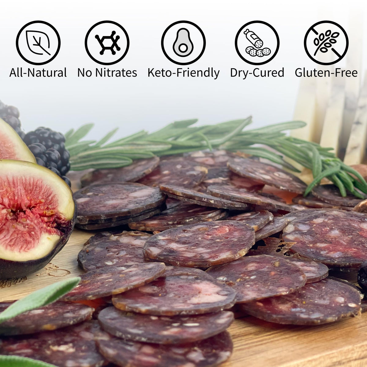 Angel's Salumi Elk & Berkshire Pork Salami - 5.5 oz Gourmet Artisanal Charcuterie - Humanely Raised, Vegetarian-Fed, MSG, Phosphate, Antibiotic