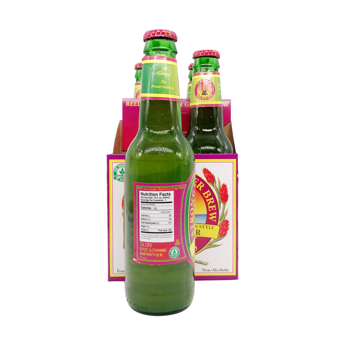 Reeds Ginger Brew, Ginger Beer, 12 Ounce, 4 Pack