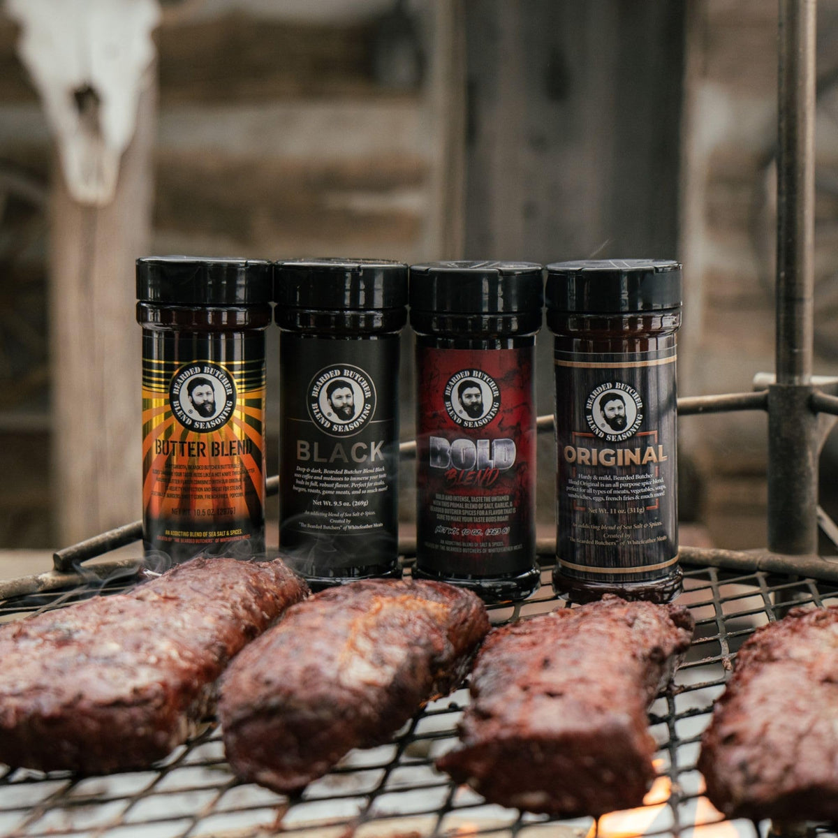 Bearded Butchers Ultimate 12-Pack Seasoning Bundle - Includes All Bearded Butchers Flavors - Original, Chipotle, Cajun, Hot, Hollywood, Black, Butter
