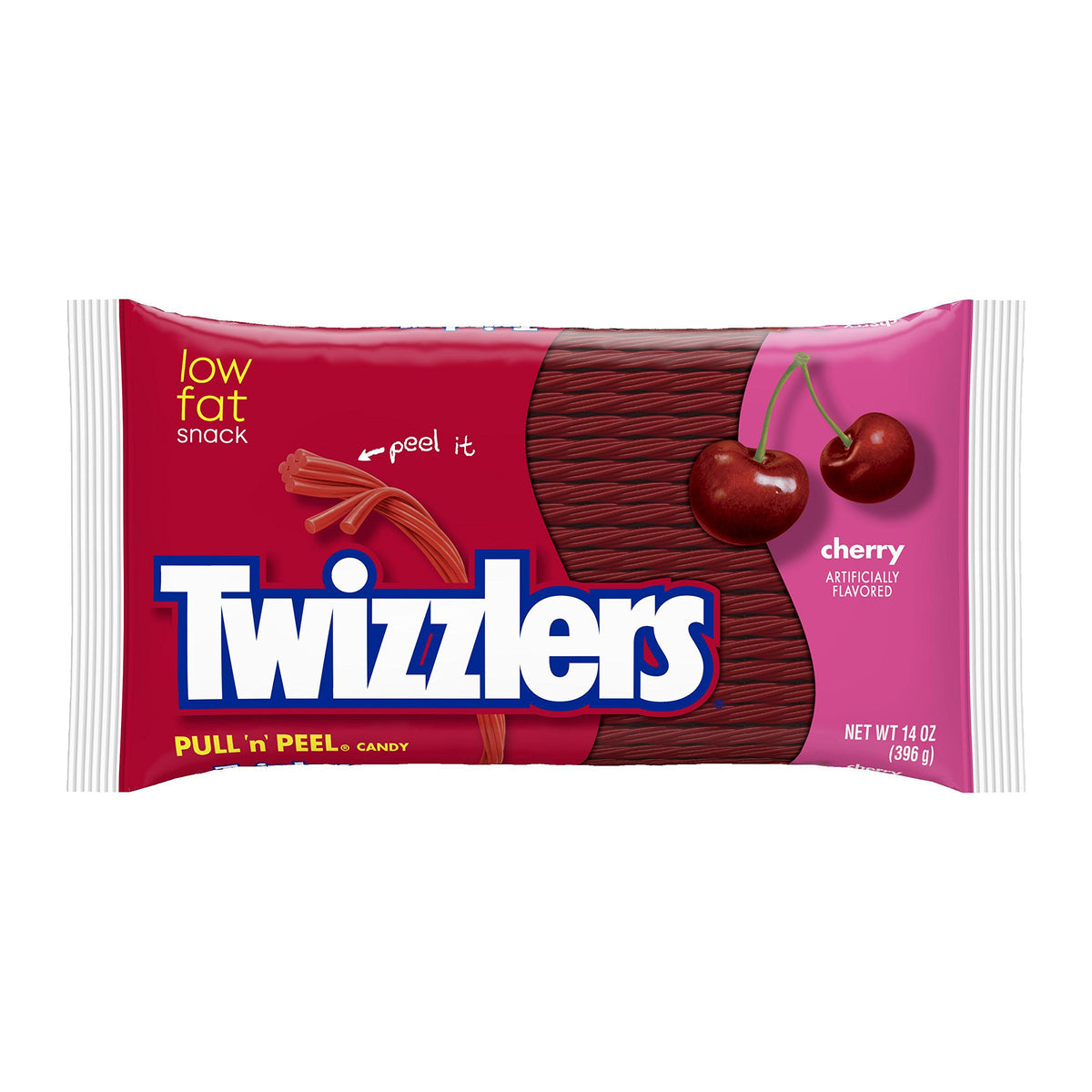 TWIZZLERS Pull 'n' Peel Licorice Candy, Cherry, 14 Ounce (Pack of 6)