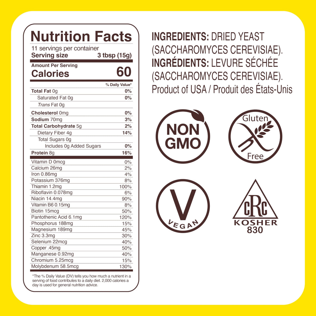 Foods Alive Nutritional Yeast Flakes (6oz) | Premium Non-Fortified, Plant Based Protein, Keto, Vegan Cheese Powder Seasoning