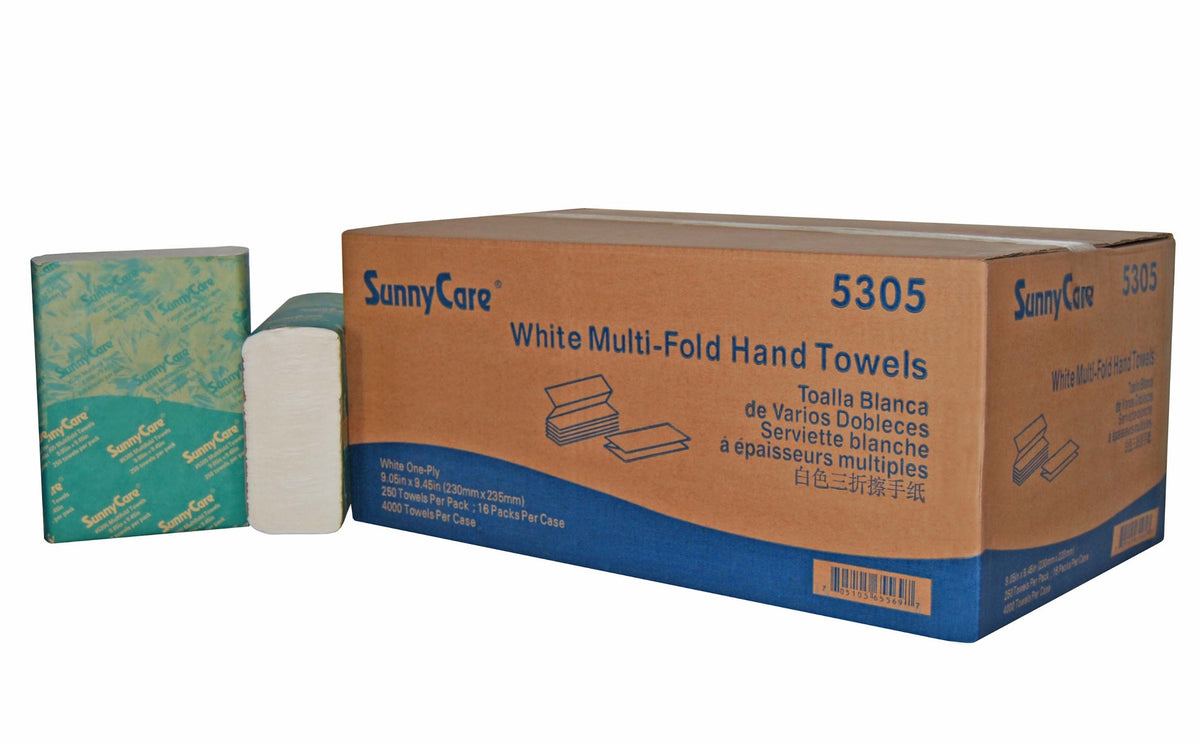 Sunnycare 5305 White Multi-fold Paper Towels 250pcs/pk ; 16pks/cs, 4000pcs/cs
