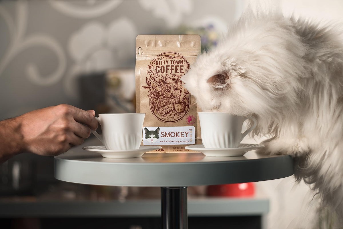 Kitty Town Coffee: Smokey Dark Roast Coffee From Brazil 2lb (32oz) Whole Bean