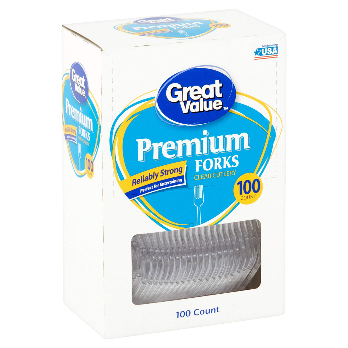 Great Value Pack Premium Disposable Plastic Forks, 100ct (1)