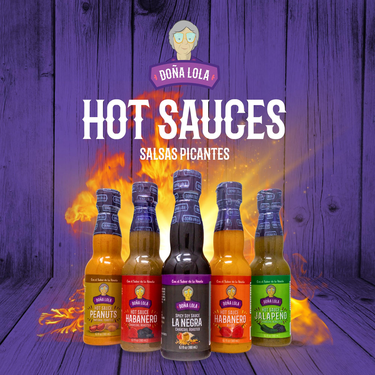 DOÑA LOLA HOT SAUCE, 6.1 Fl.Oz., Made in Mexico, No Artificial Flavors or Colors (Peanuts Natural Toasted)