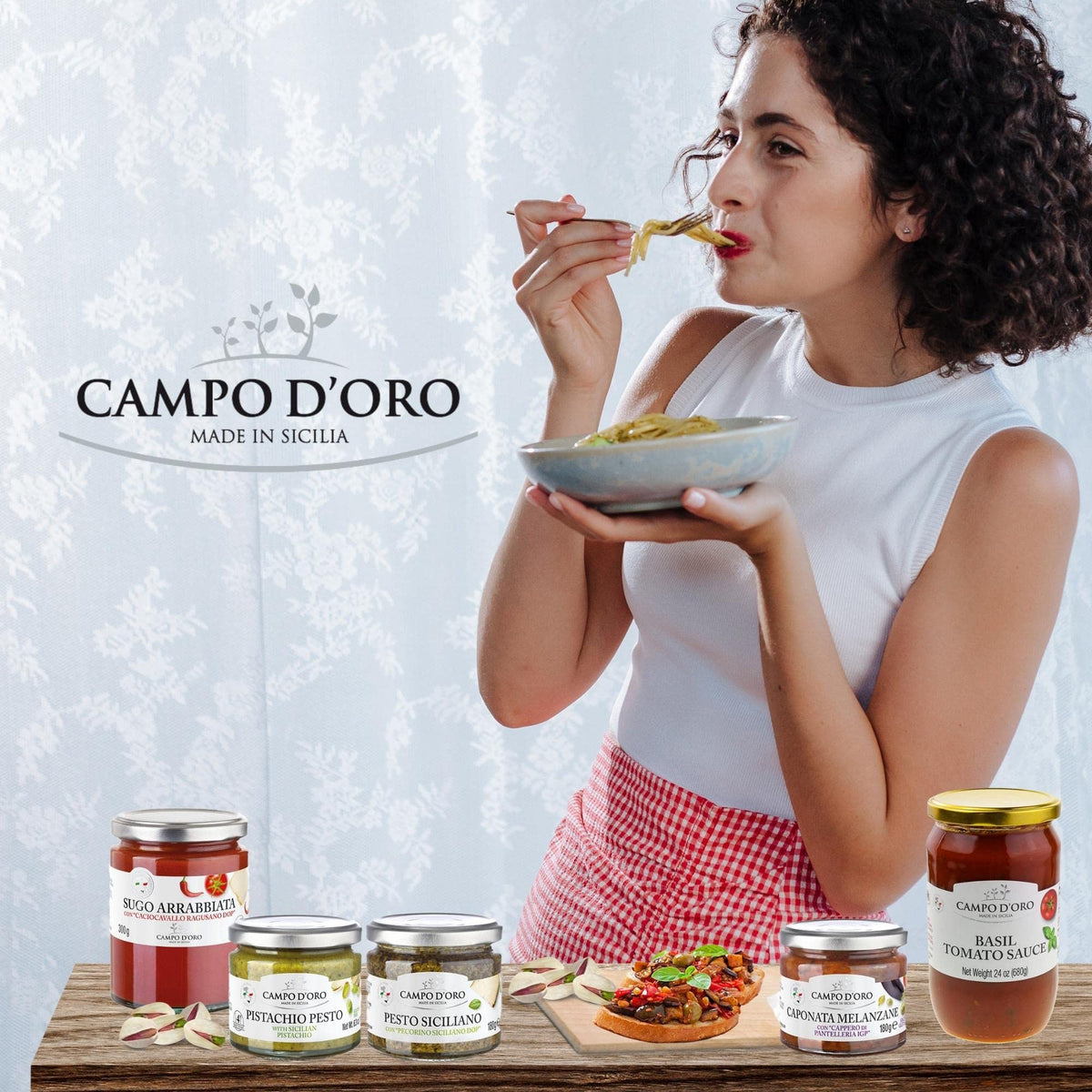 CAMPO D'ORO - Red Pesto Sauce with Fresh Ricotta Cheese 6.35 oz (180g)