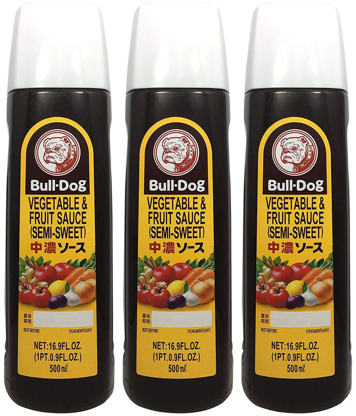 Bull-Dog Chuno Semi-Sweet Sauce 16.9 Fl. Oz. (3 Bottles)