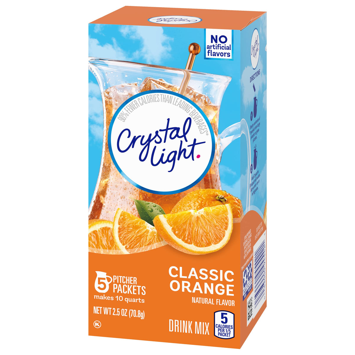Crystal Light Drink Mix, Sugar Free Powdered Water Enhancer, Low Calorie Beverage Mix, Natural Flavor Drink Mix, Classic Orange, 5 Pitcher Packets
